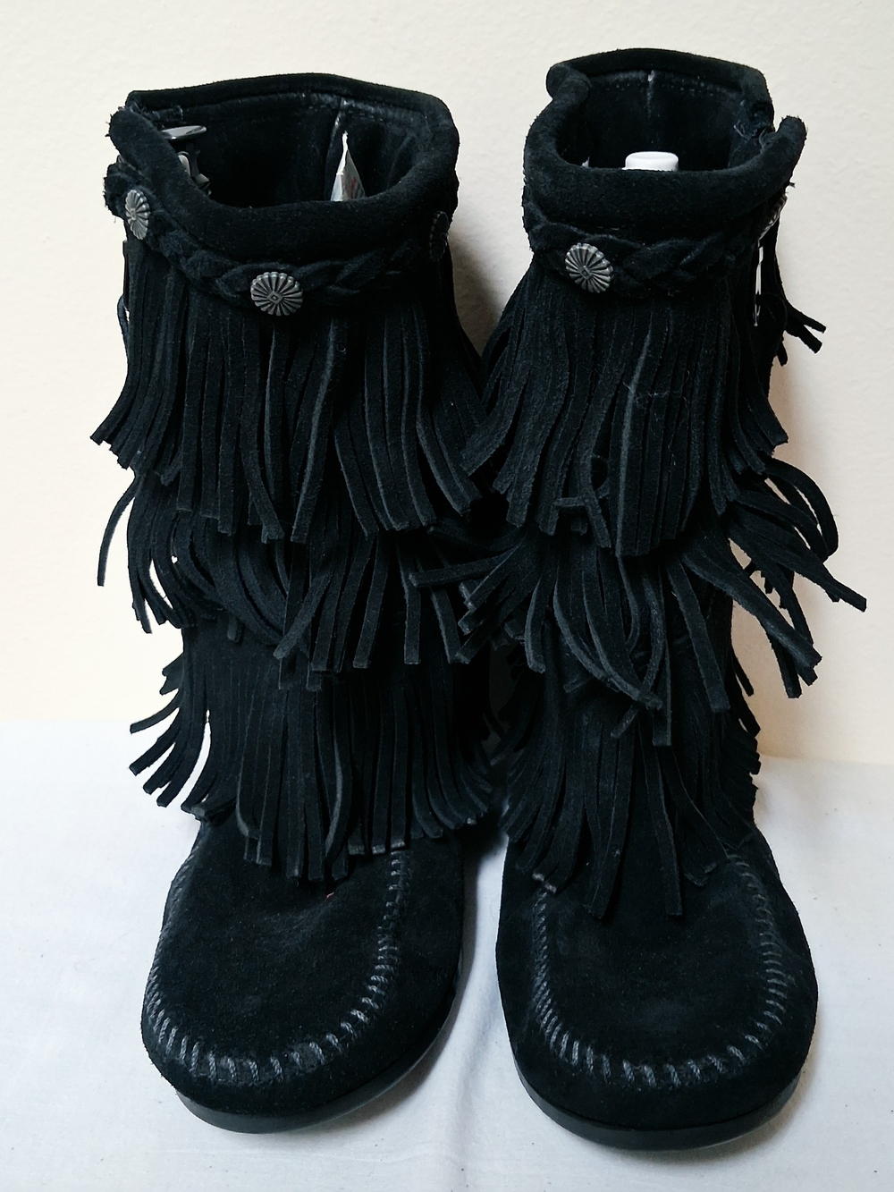 Minnetonka Black Suede Fringe Kids' Boots